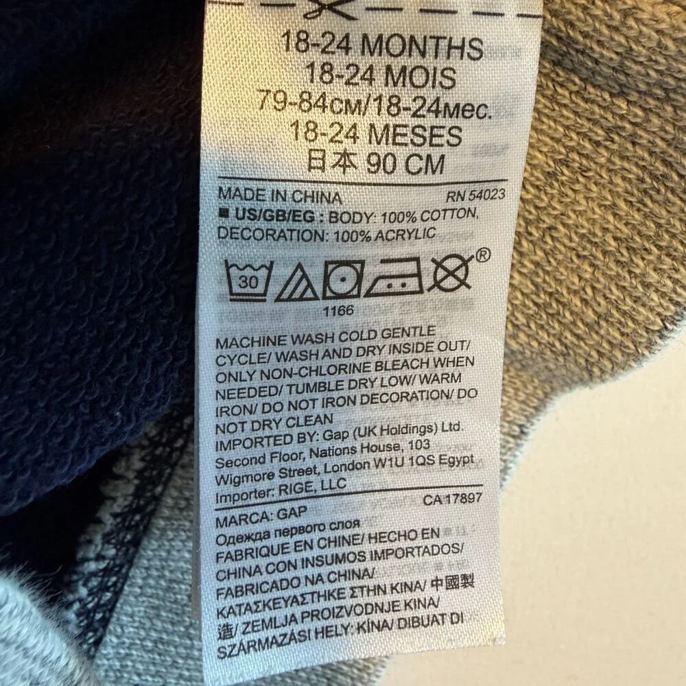 Baby GAP Glasses Cotton Sweatshirt Navy Blue Orange 18-24 MO
